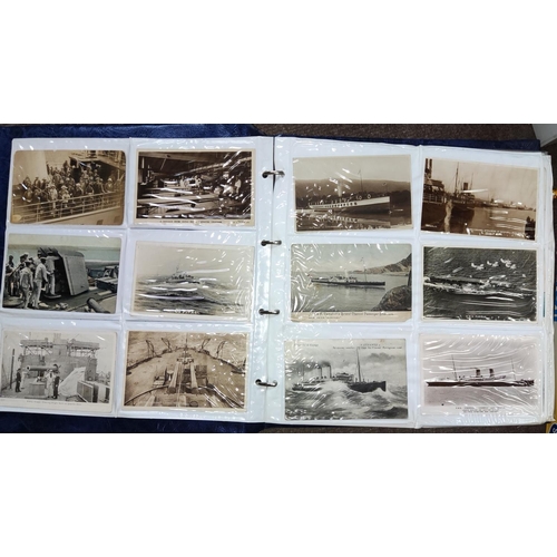 371 - A large collection of vintage postcards in album mainly ocean liners and ships and various loose car... 