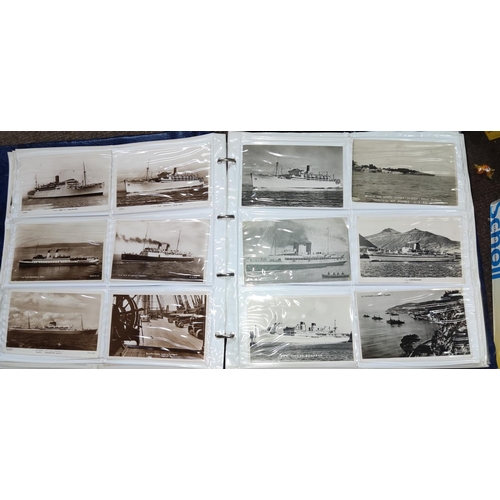 371 - A large collection of vintage postcards in album mainly ocean liners and ships and various loose car... 