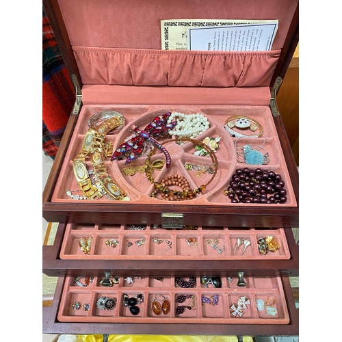 683 - A 5 height jewellery box and costume jewellery