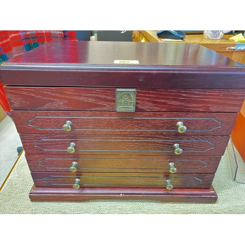 683 - A 5 height jewellery box and costume jewellery