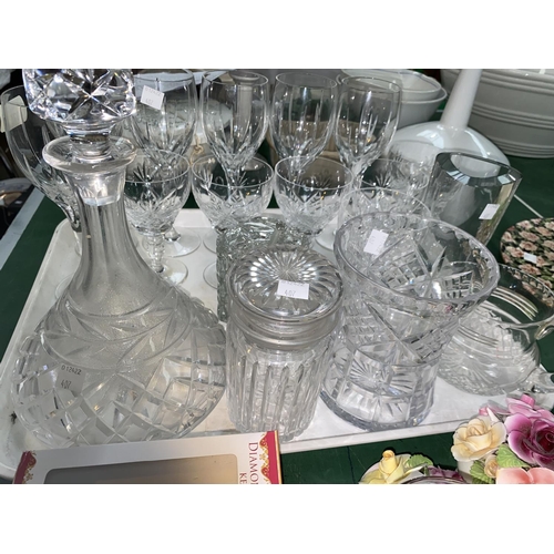 407 - A set of 6 Royal Brierley wines; 6 modern hocks and glassware including a Scandinavian Art Glass vas... 