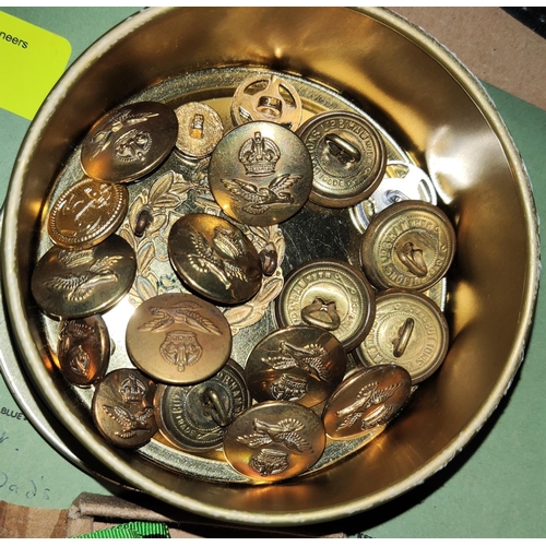 167 - A Wray 6E/293 pair of field glasses, a selection of militaria brass buttons and a set of WWII medals