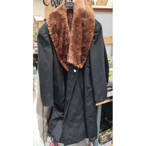 326 - A vintage gent's fur lined coat and 2 other coats