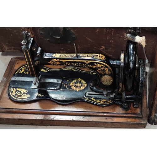 370D - A cased vintage Singer hand sewing machine, No 7317516 -1983716