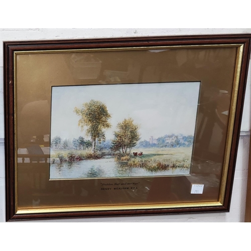 791 - Henry Measham RCA; 'Bakewell Bridge', 'Haddon Hall on the Wye', pair of water colours framed and gla... 