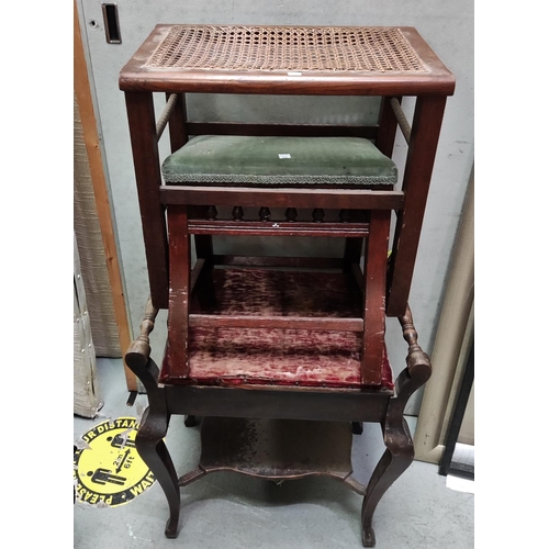 855 - An Edwardian box seat piano stool and 3 other stoolsNo bids sold with next lot