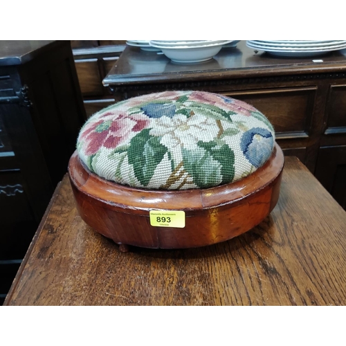 893 - A tapestry circular footstool and firescreen