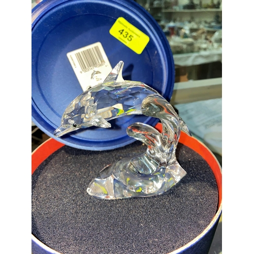 435 - A Swarovski dolphin on wave, in original box with certificate 190365, by Michael Stamey