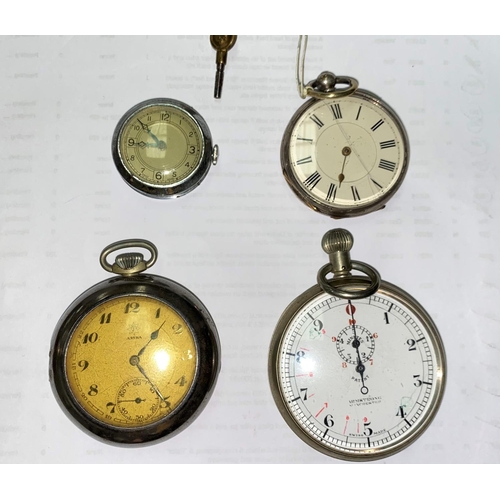 615B - Two pocket watches, a stopwatch and another watch