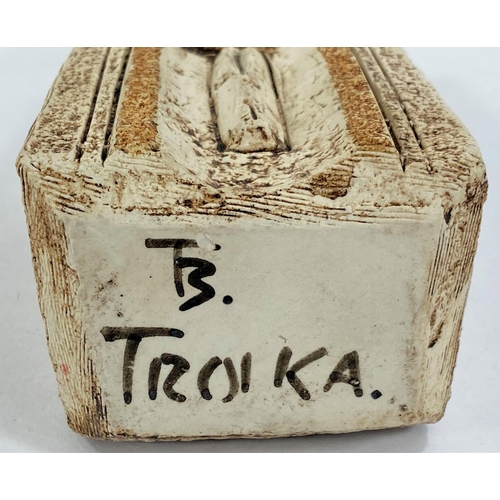 523 - A Troika 'coffin' vase with relief decoration by Teo Bernatowitz, circa 1974