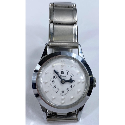 658 - A Timor braille watch with stainless steel case