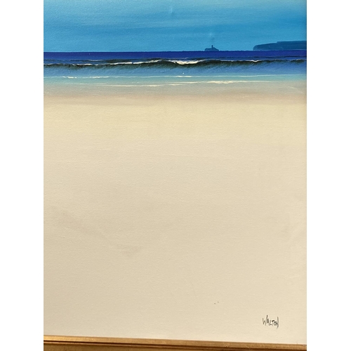 789 - Walton 20th Century Cornish, Beach sea and sky, oil on canvas, signed, 89 x 59 cm, framed