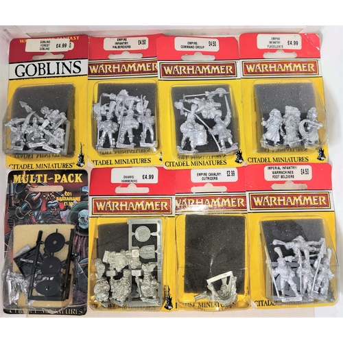 198A - Eight early 1990's Games Workshop Citadel Miniatures Warhammer Fantasy metal figures in blister pack... 