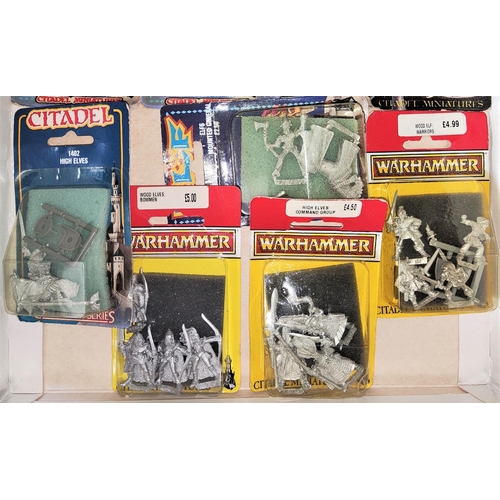 198B - Nine 1980's and later Games Workshop Citadel Miniatures Warhammer Fantasy metal figures in blister p... 