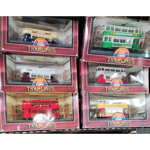 155 - 13 Corgi Tramway Classics, Tramlines Trams boxed, some limited editions