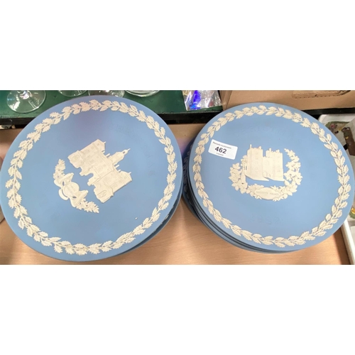 462 - 18 Wedgwood blue Jasperware Christmas plates