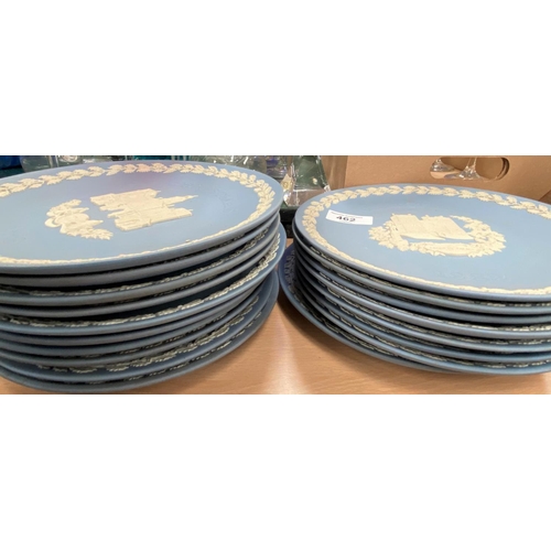 462 - 18 Wedgwood blue Jasperware Christmas plates