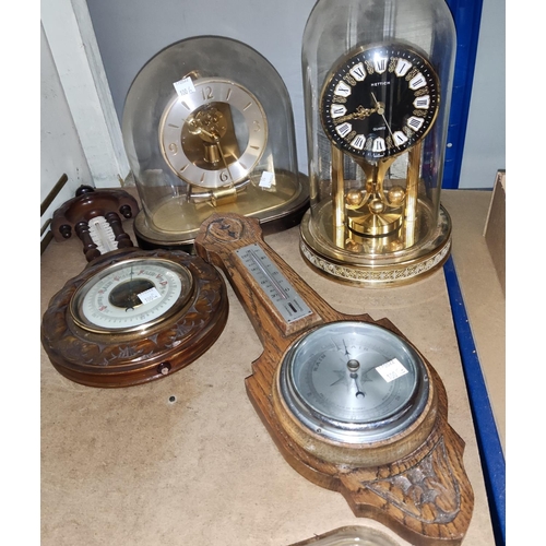 100G - Two aneroid barometers and two clocks