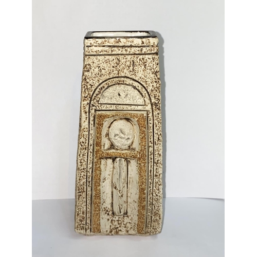 523 - A Troika 'coffin' vase with relief decoration by Teo Bernatowitz, circa 1974