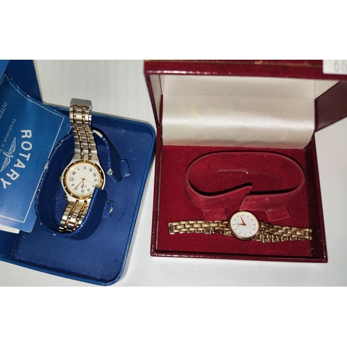 643C - A Rotary 9ct gold ladies watch bracelet, gross weight, 14.4gm and another Rotary watch