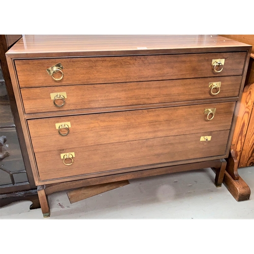 812 - A 1950's walnut 4 height chest of drawers
