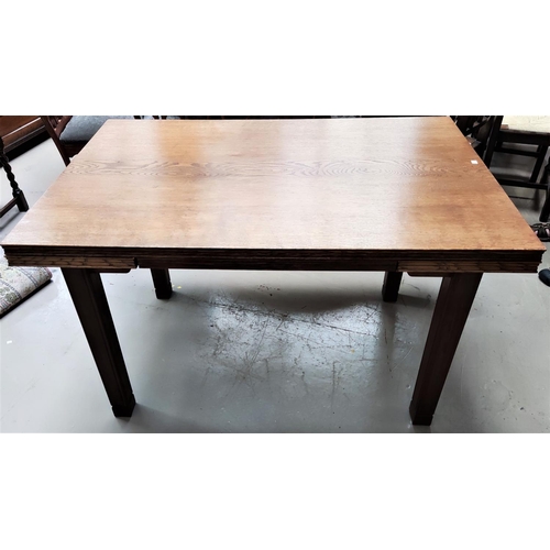 962 - A Cotswold style oak draw leaf extending dining table with square legs, sloped edges, length 123xm, ... 