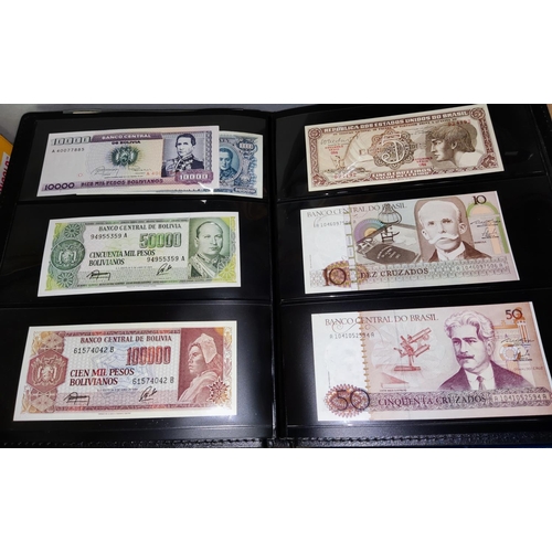 253 - A collection of 82 world banknotes in album