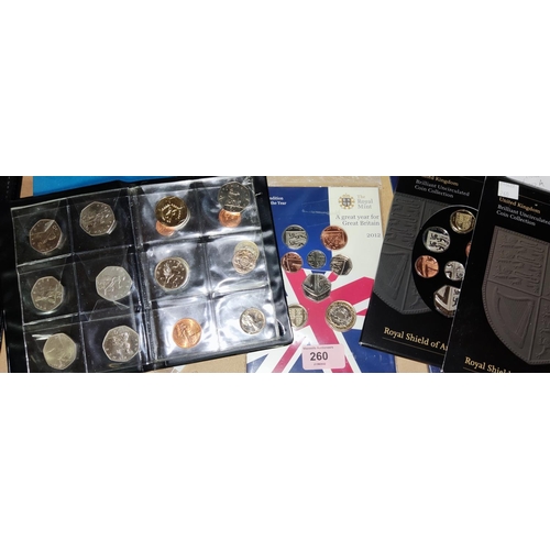 260 - GB: year coin sets 2008 and 2012, a coin album, various £2, £1 & 50p coins