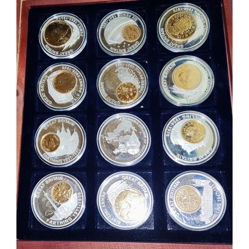262C - GB: a pre-decimal coin set plated in gold/silver