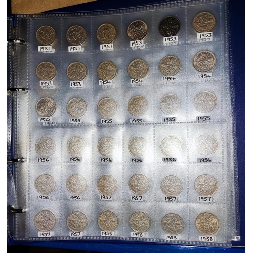265B - GB: a collection of coins 6d - 2s 6d, GVI - QEII in album