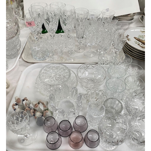 516 - A set of 6 cut glass wine glasses and a good selection of drinking glasses 