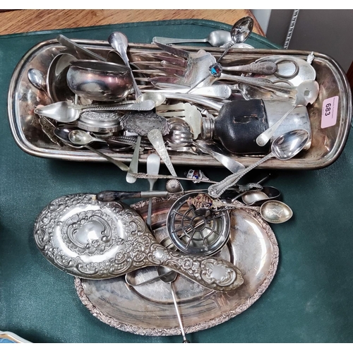 683 - A selection of silver plated souvenir spoons etc.