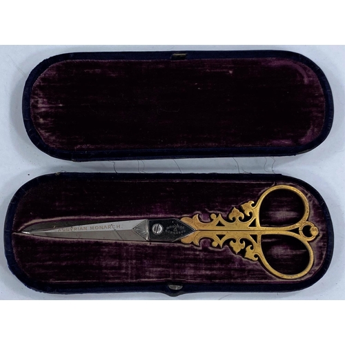 686A - Shipping, maritime, shipbuilding and Hull, a cased pair of scissors by Brooke and Crookes used in ce... 