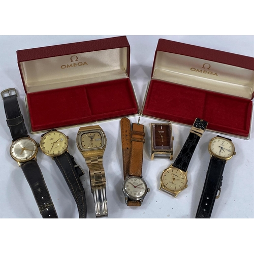 687A - A selection of Gent's automatic, manual and quartz wristwatches, Omega boxes etc.
