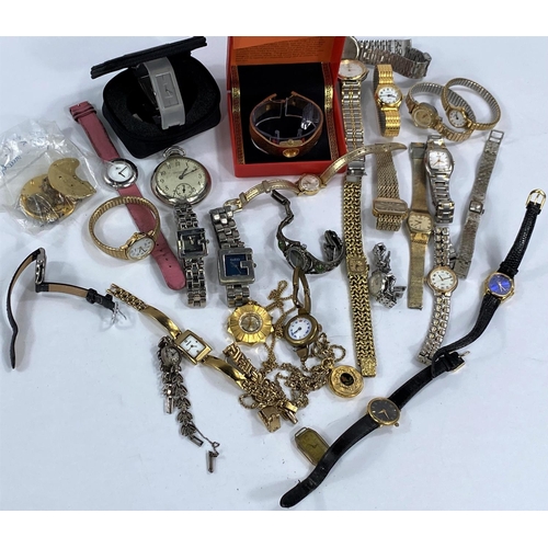 688 - A large selection of men's and ladies wristwatches, pocket watches etc.