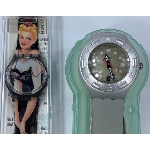 711 - A Swatch Watch originally boxed 1995 Lolita Pin Up Girl GM128; A Swatch Watch Scuba 200 Irony, cased... 