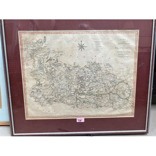 738 - John Stockdale:  Engraved map of the North Part of the West Riding of Yorkshire, 41 x 54 cm, fr... 