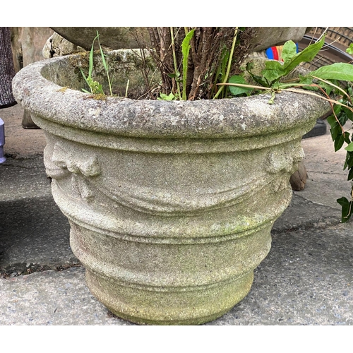 120A - A large pair of classical design reconstituted stone garden urns