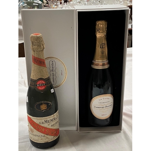 149 - A bottle of Laurent-Perrier La Cuvee Brut, boxed; a bottle of Cordon Rouge champagne by G H Mumm &am... 