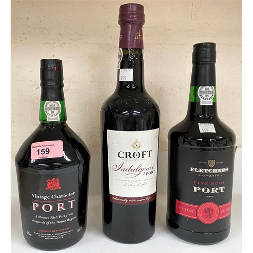159 - Three 75 cl bottles of port:  