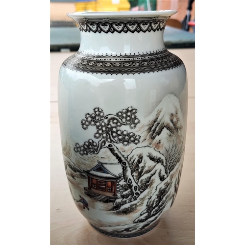 400 - Five Chinese ceramic items:  a famille rose vase and 2 others (both with damage); a brush pot with s... 
