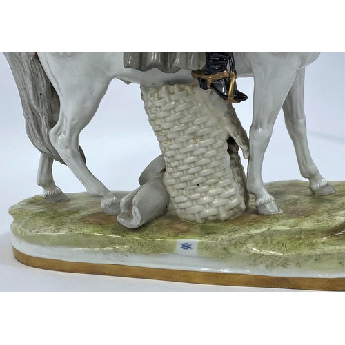 479 - NAPOLEON BONAPARTE, A continental porcelain figure with Napoleon on horseback, 33cm (chip to hand)