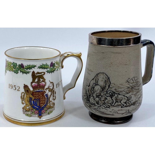500 - Hannah Barlow for Doulton and Lambeth stoneware tankard decorated with family of dogs and puppies pl... 