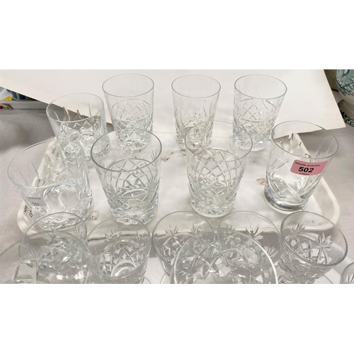 502 - A selection of cut drinking glasses; etc.