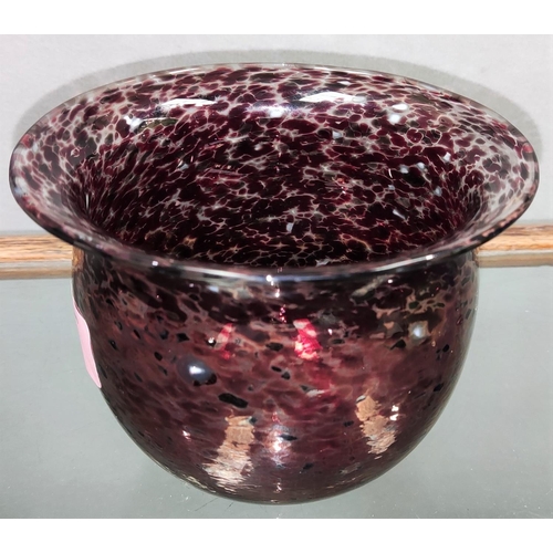 508 - A Studio glass bowl by Malcolm Sutcliffe, with spotted red and white colouring, signed to base, heig... 