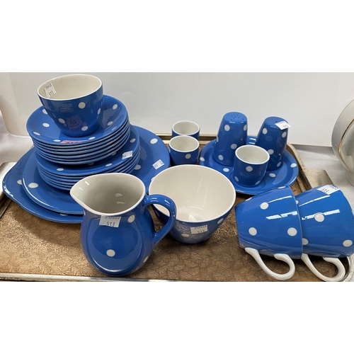 513 - T.G.Green & Co Blue Domio tea service cups, saucers etc, 24 pieces approx and a Shelley green pa... 