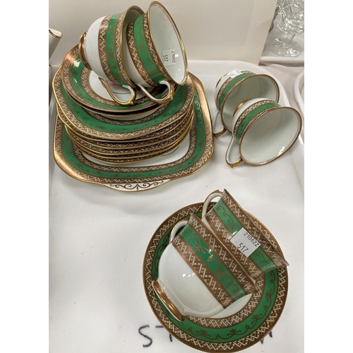 517 - An approx. 57 piece Argle pattern bone china tea service, 12 setting, a Royal Epeig green and gilt t... 