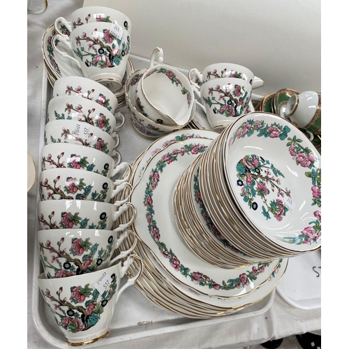 517 - An approx. 57 piece Argle pattern bone china tea service, 12 setting, a Royal Epeig green and gilt t... 