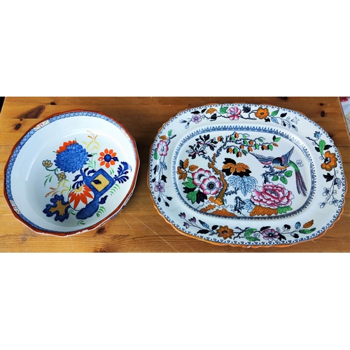 579A - A Mason's jardiniere patterned large bowl and an Ashworth Brothers Mason's style large meat platter;... 