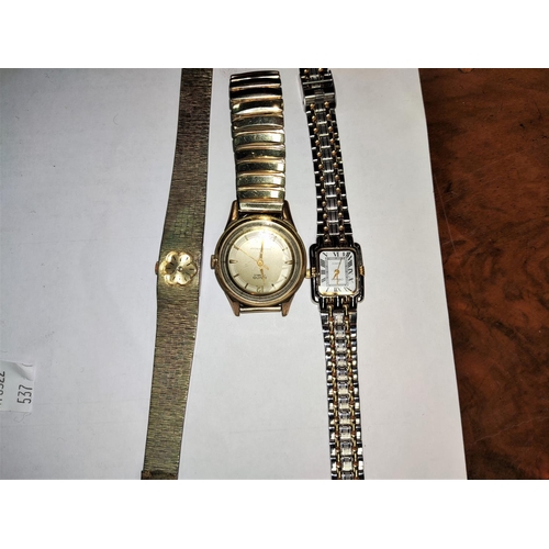 609 - Two Sekonda pocket watches:  a chrome hunter and a gilt open face; a Sekonda wristwatch, all ma... 